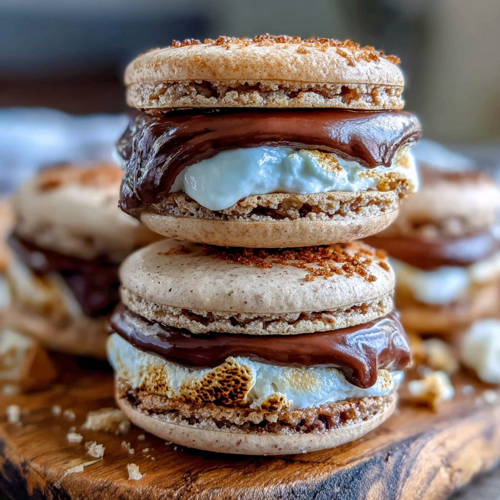 Toasted S'mores Macarons