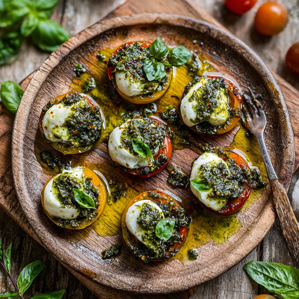 Pesto and Mozzarella Tomato Bites