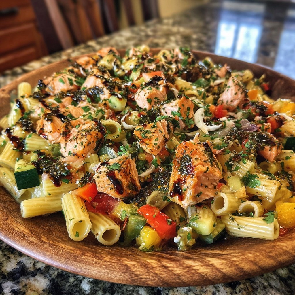 Cilantro Lime Salmon Pasta Salad